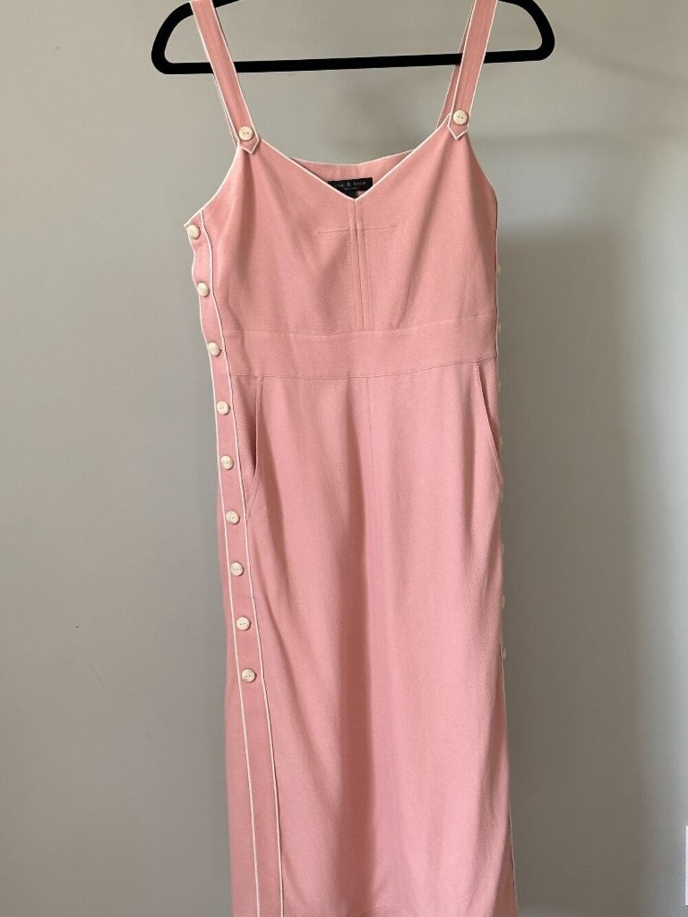 rag & bone Pink Overall-Style Midi Dress with Button Placket XXS Like New